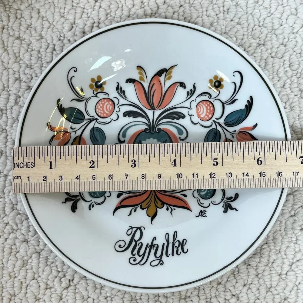 VTG Porsgrund Collector Plates Scandinavian Rosemaling Folk Art Lot of 4 6.75